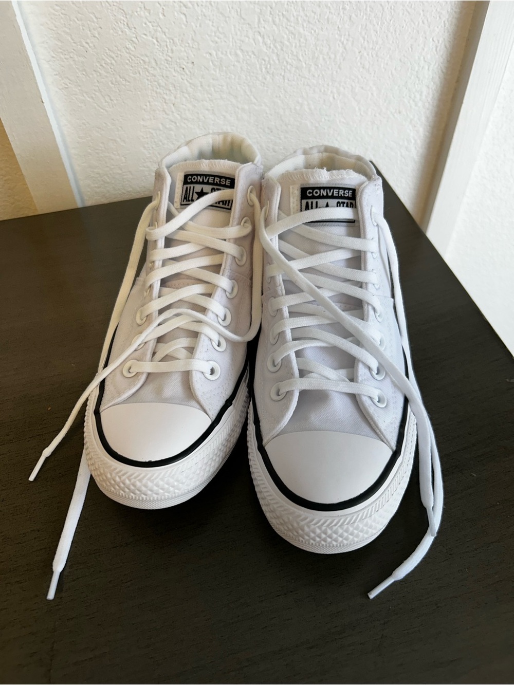 Women’s Chuck Taylor All Star Madison White High-Top Sneakers with Black Trim